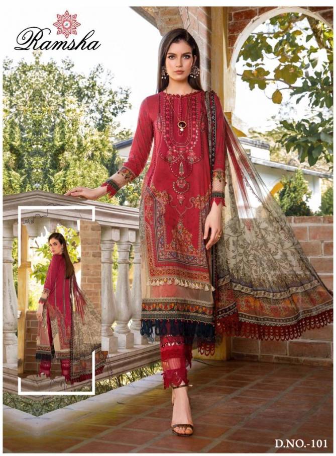 Farasha Heavy Luxury Lawn By Ramsha Pure Cotton Pakistani Dress Material Wholesale Market In Surat
